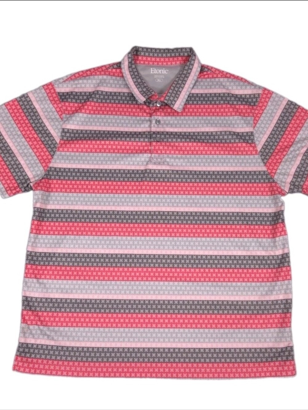 Etonic Mens Size XL Pink Stripe Golf Polo Performance Shirt